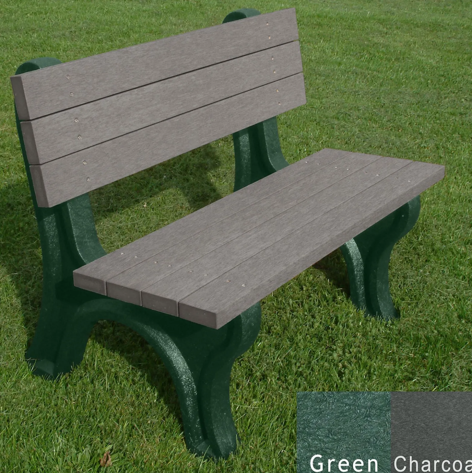 Deluxe Recycled Plastic Bench with Back 4'