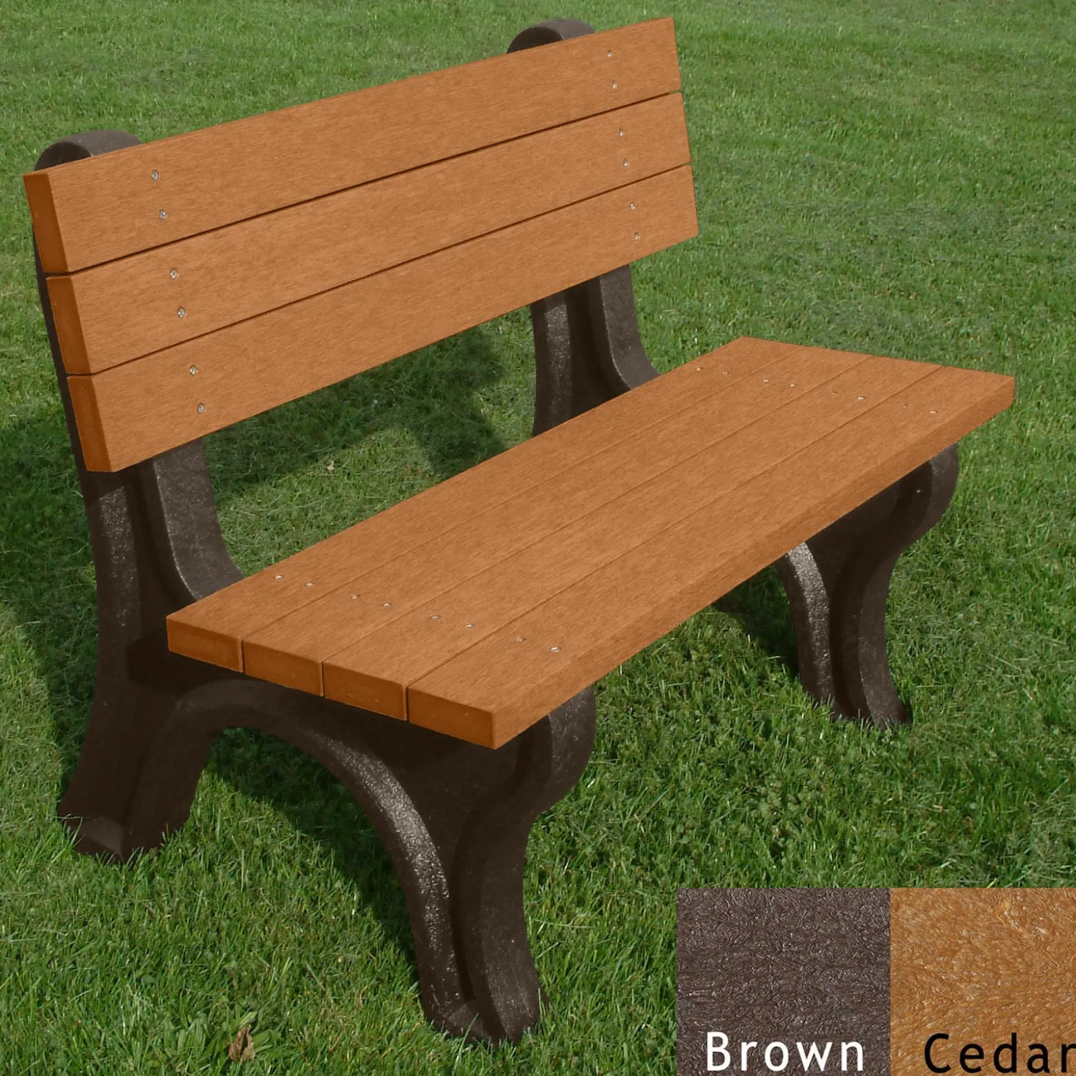 Deluxe Recycled Plastic Bench with Back 4'
