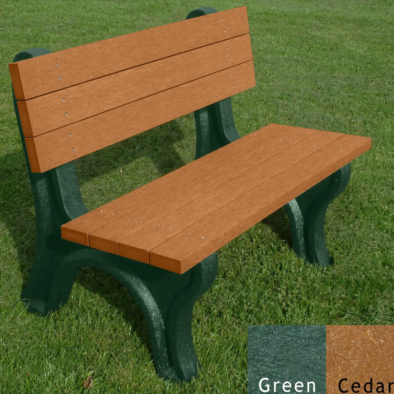 Deluxe Recycled Plastic Bench with Back 4'
