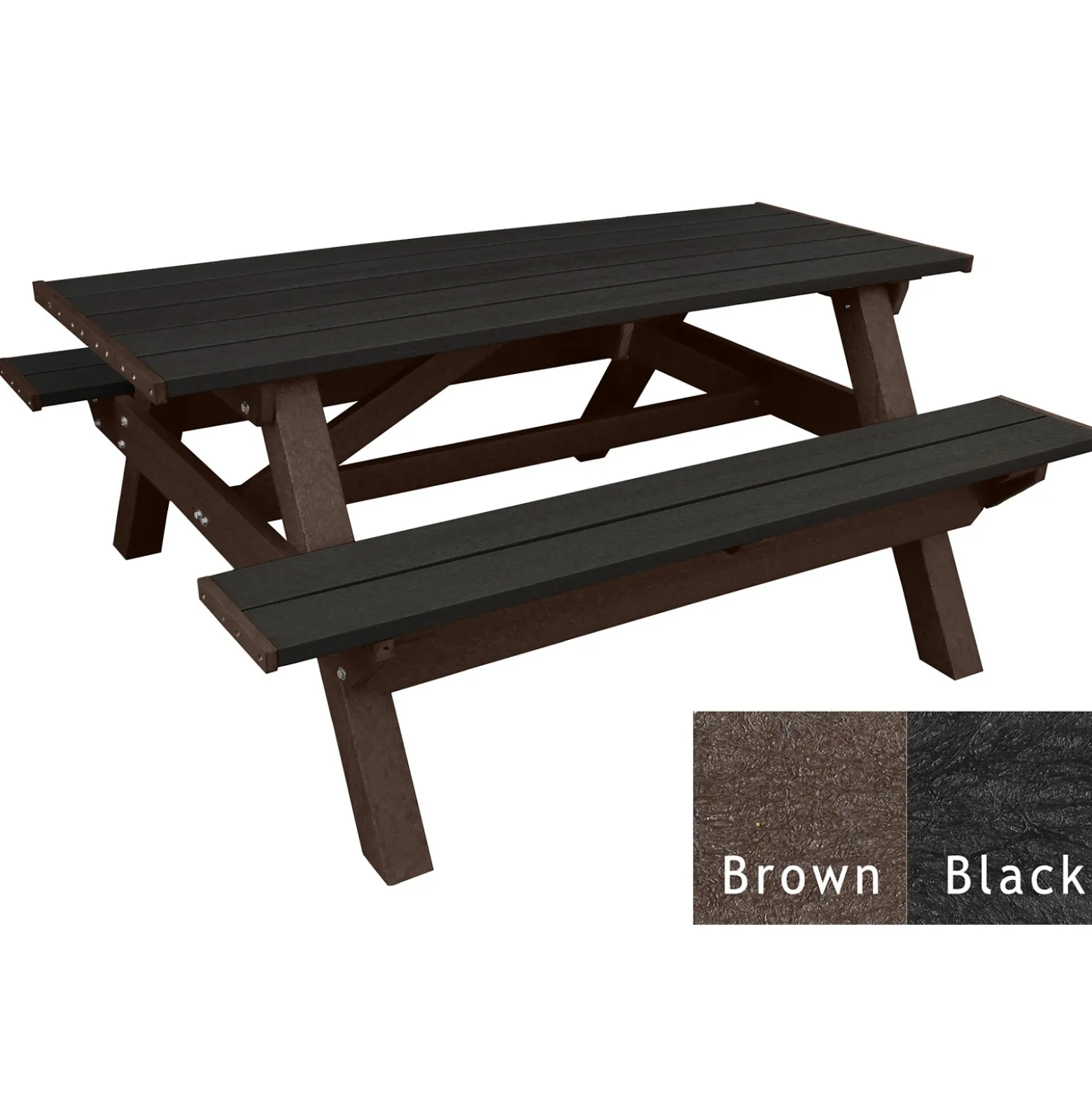 Deluxe Recycled Plastic Picnic Table - 72"W x 61"D