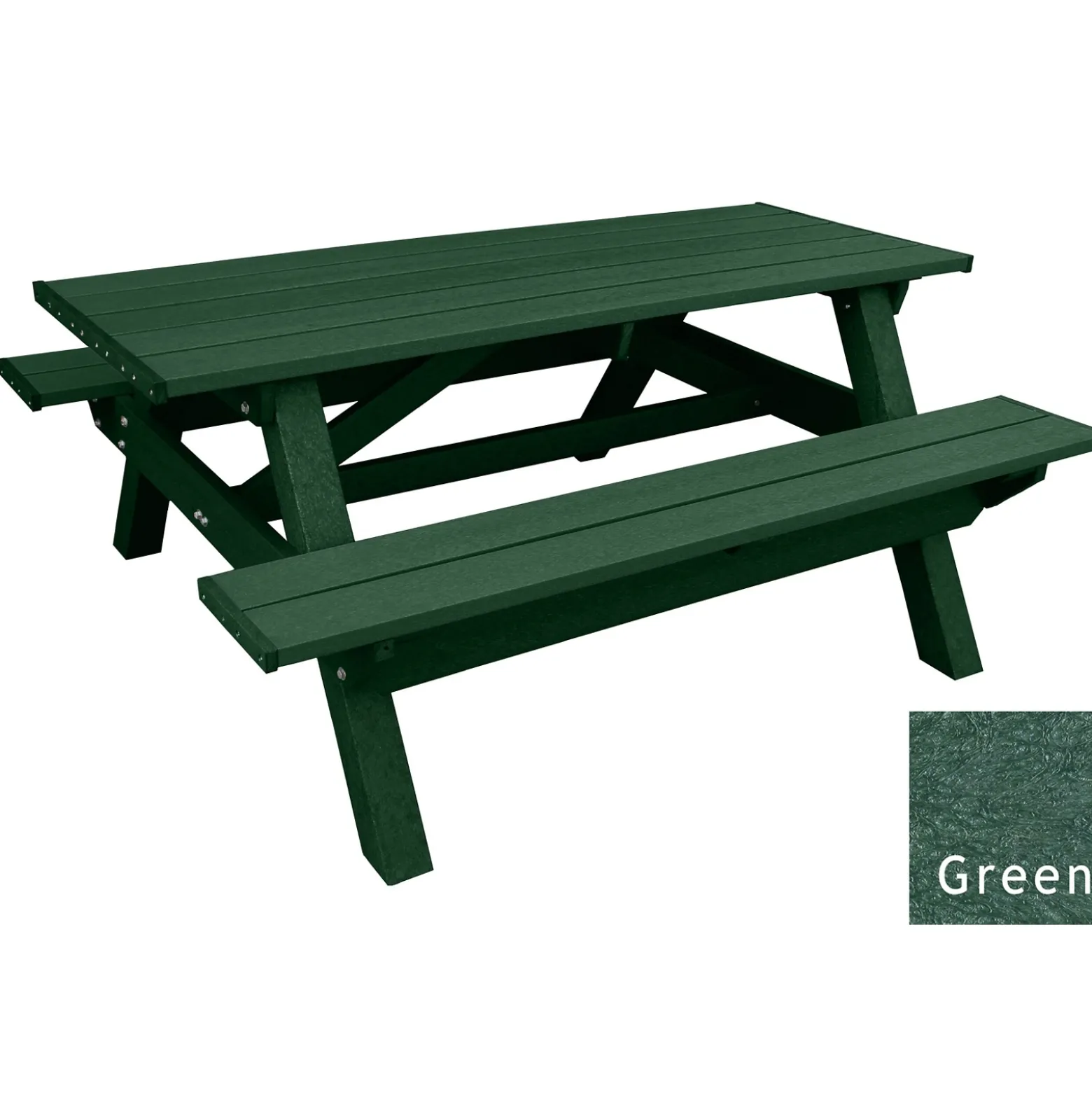 Deluxe Recycled Plastic Picnic Table - 72"W x 61"D
