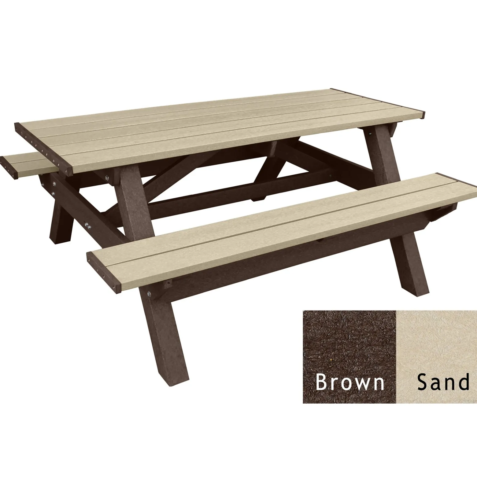 Deluxe Recycled Plastic Picnic Table - 72"W x 61"D