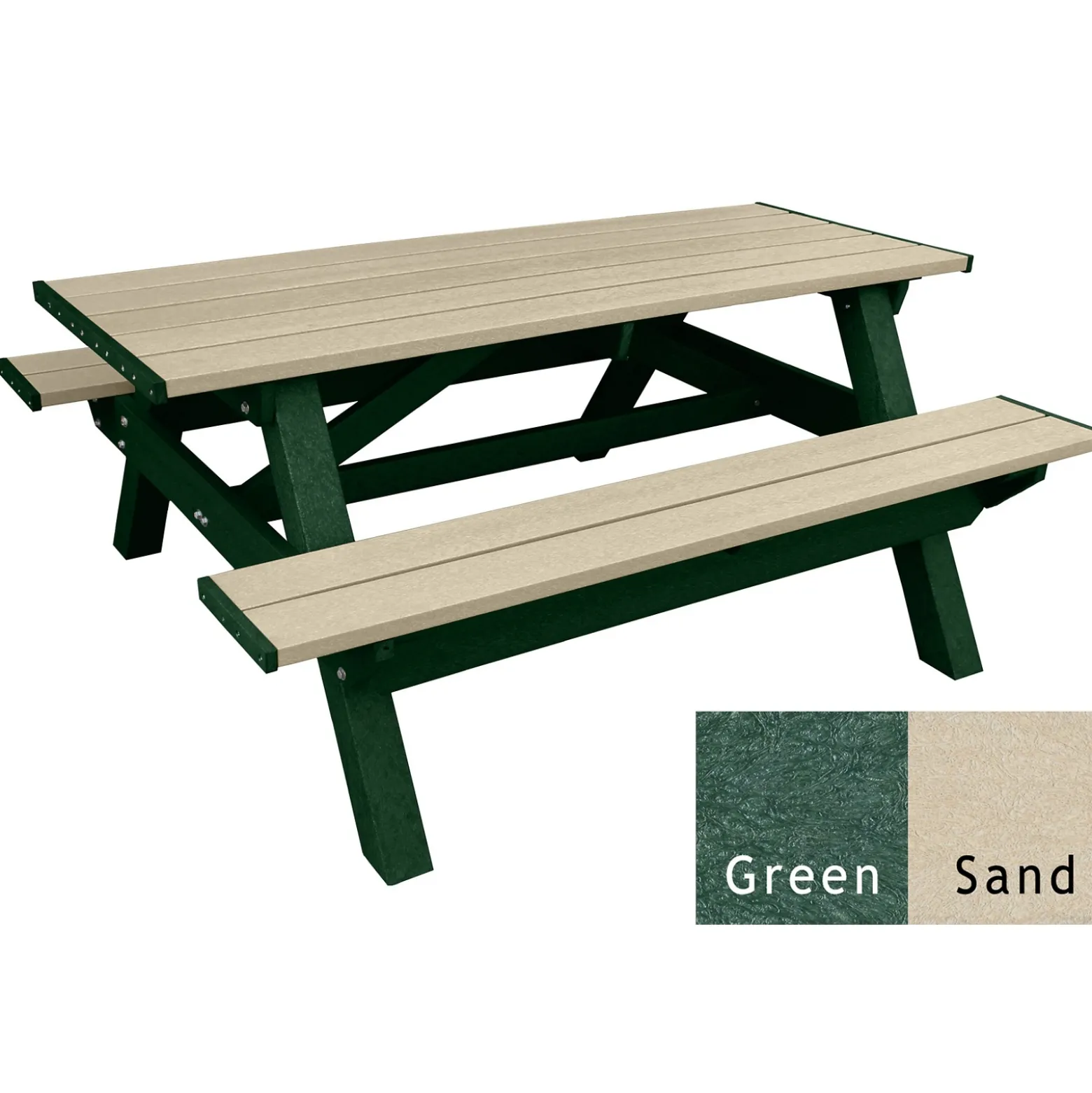 Deluxe Recycled Plastic Picnic Table - 72"W x 61"D