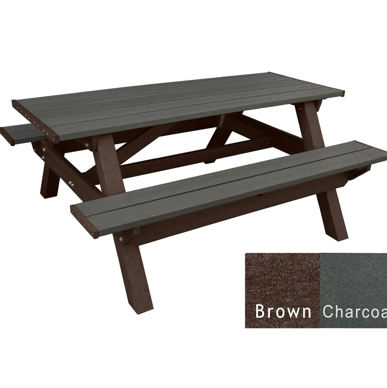 Deluxe Recycled Plastic Picnic Table - 72"W x 61"D