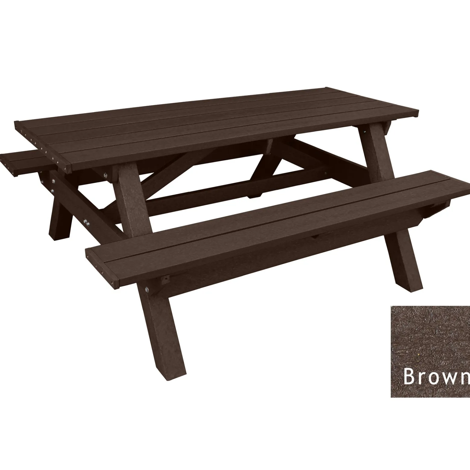 Deluxe Recycled Plastic Picnic Table - 72"W x 61"D