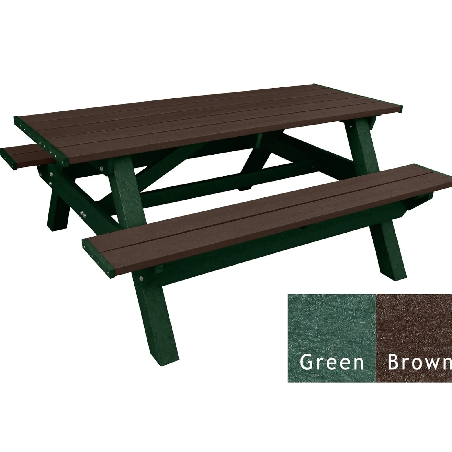 Deluxe Recycled Plastic Picnic Table - 72"W x 61"D