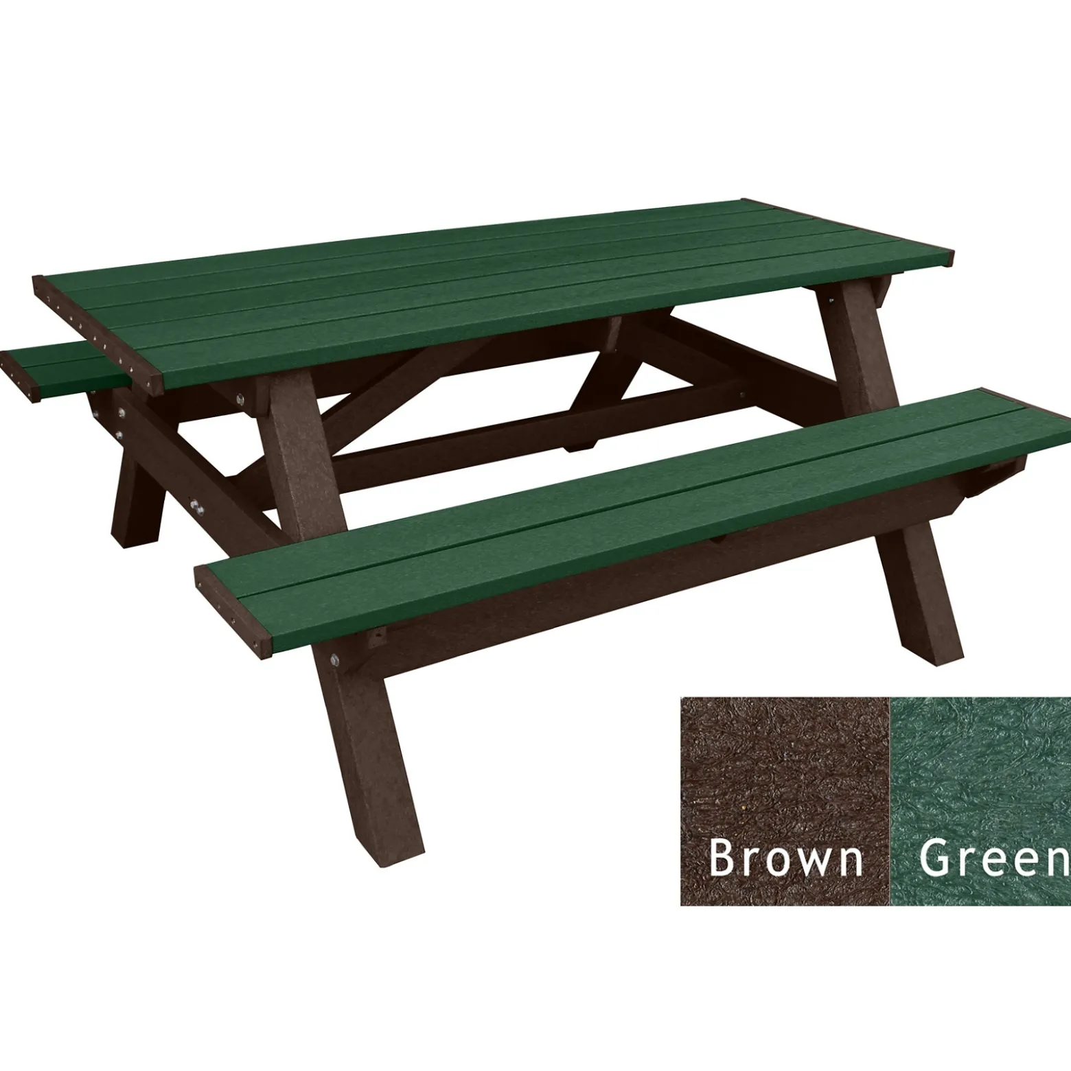 Deluxe Recycled Plastic Picnic Table - 72"W x 61"D