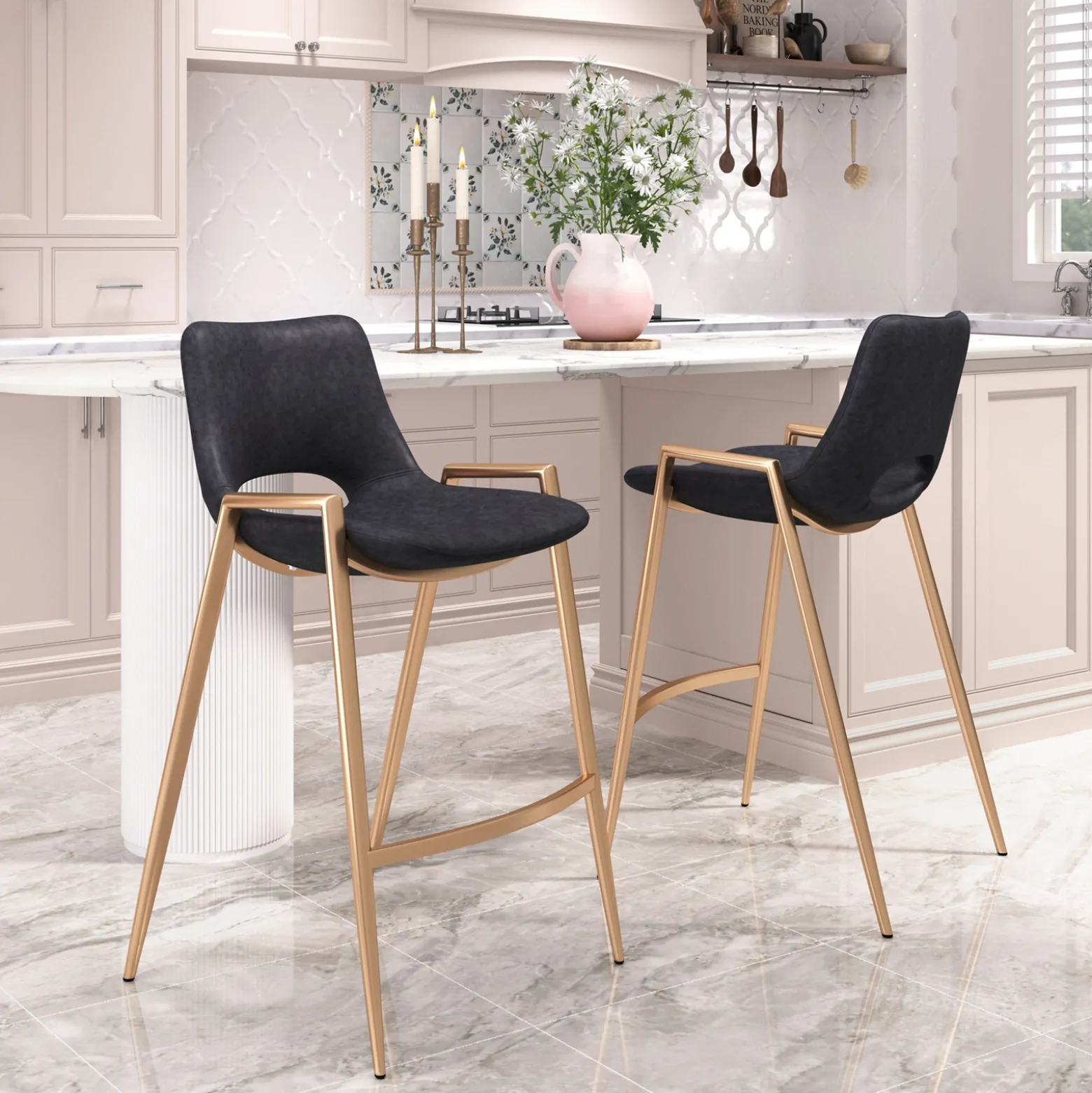 Desi Upholstered Counter Stool - Set of Two