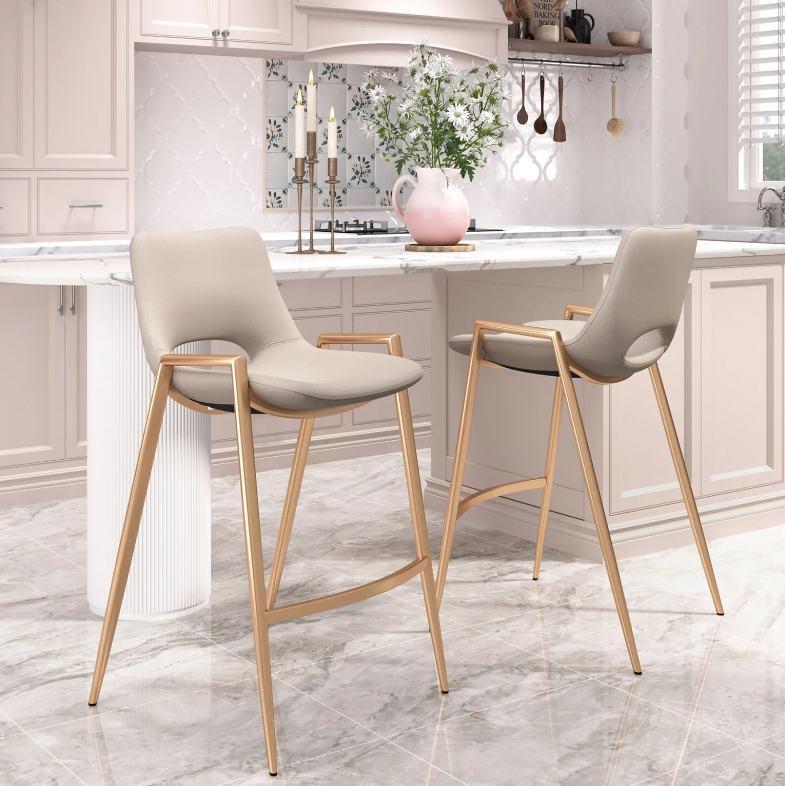 Desi Upholstered Counter Stool - Set of Two