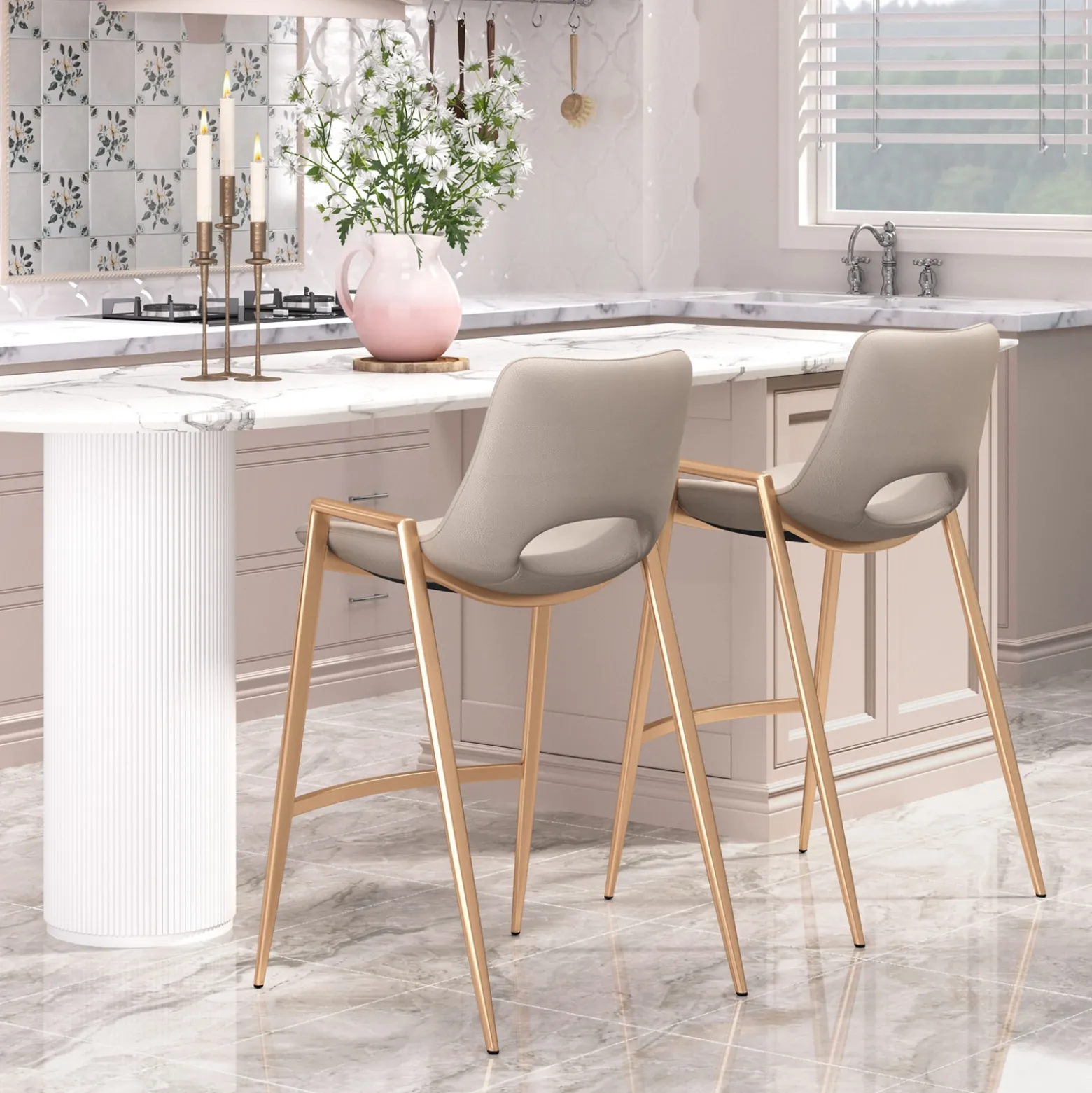 Desi Upholstered Counter Stool - Set of Two