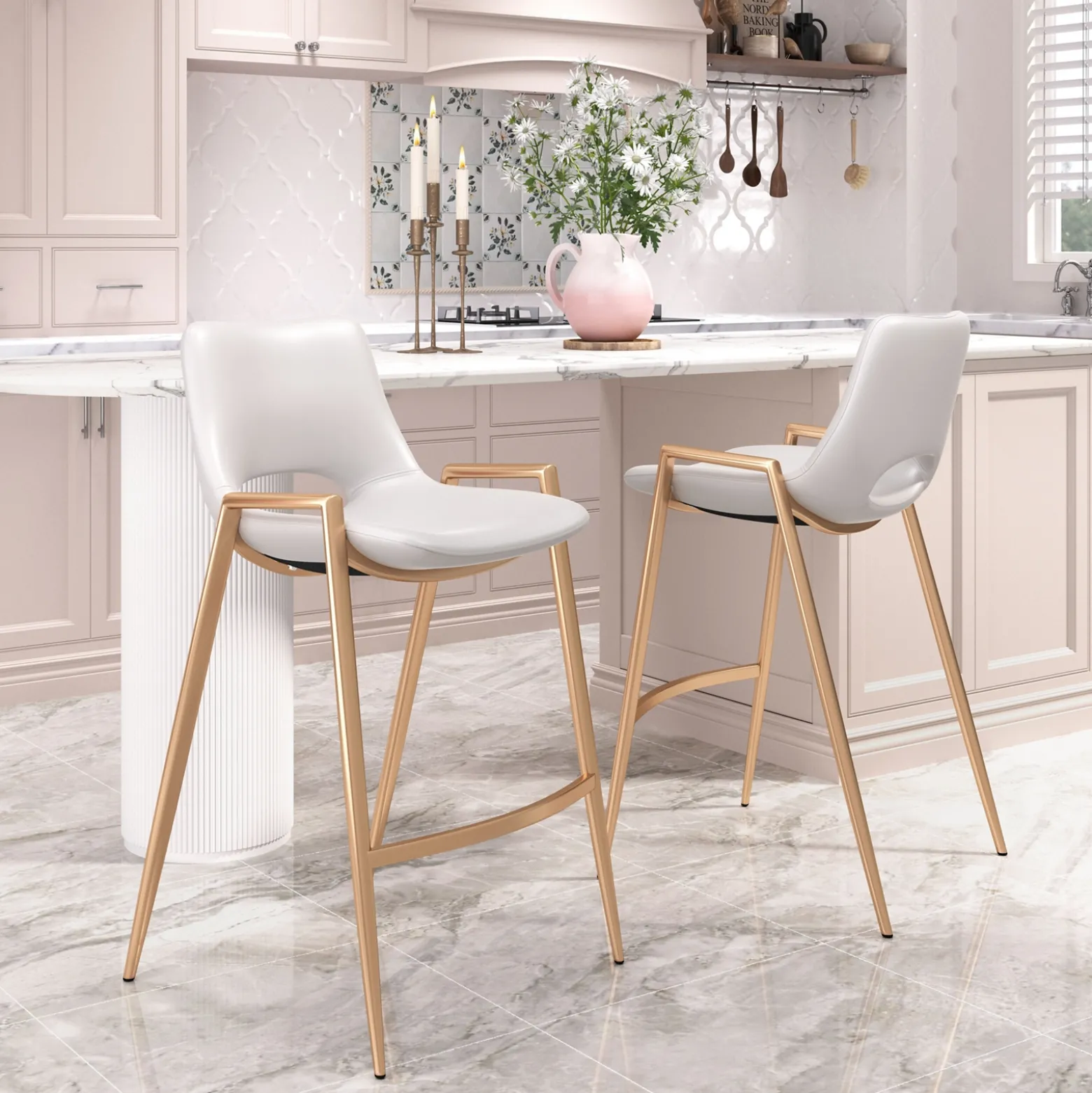Desi Upholstered Counter Stool - Set of Two