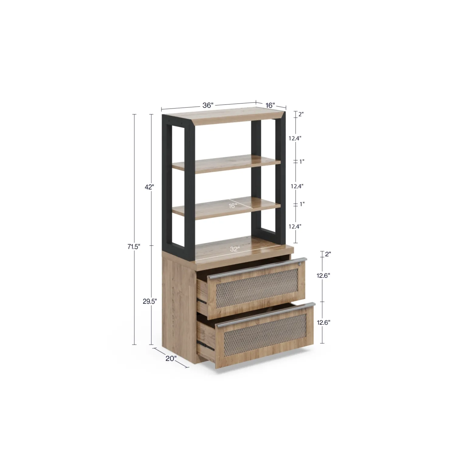 District Bookcase and Lateral File Set - 36"W x 20"D x 72"H
