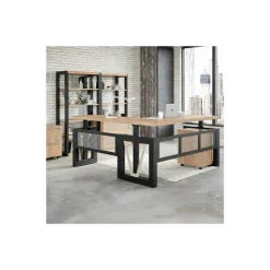 District Height Adjustable L-Shaped Standing Desk Set with Right Return