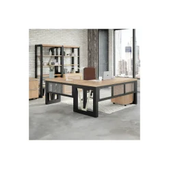 District Height Adjustable L-Shaped Standing Desk Set with Right Return