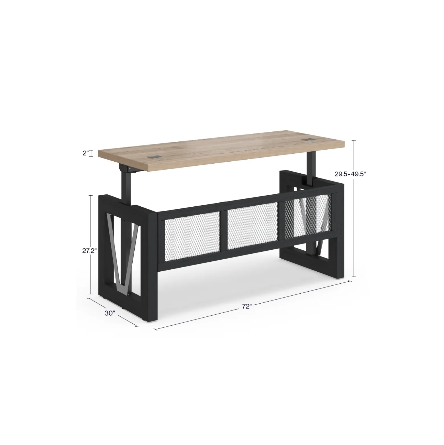 District Height Adjustable Standing Desk - 72"Wx30"D