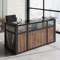 District Reception Desk with Power - 87"W x 30"D