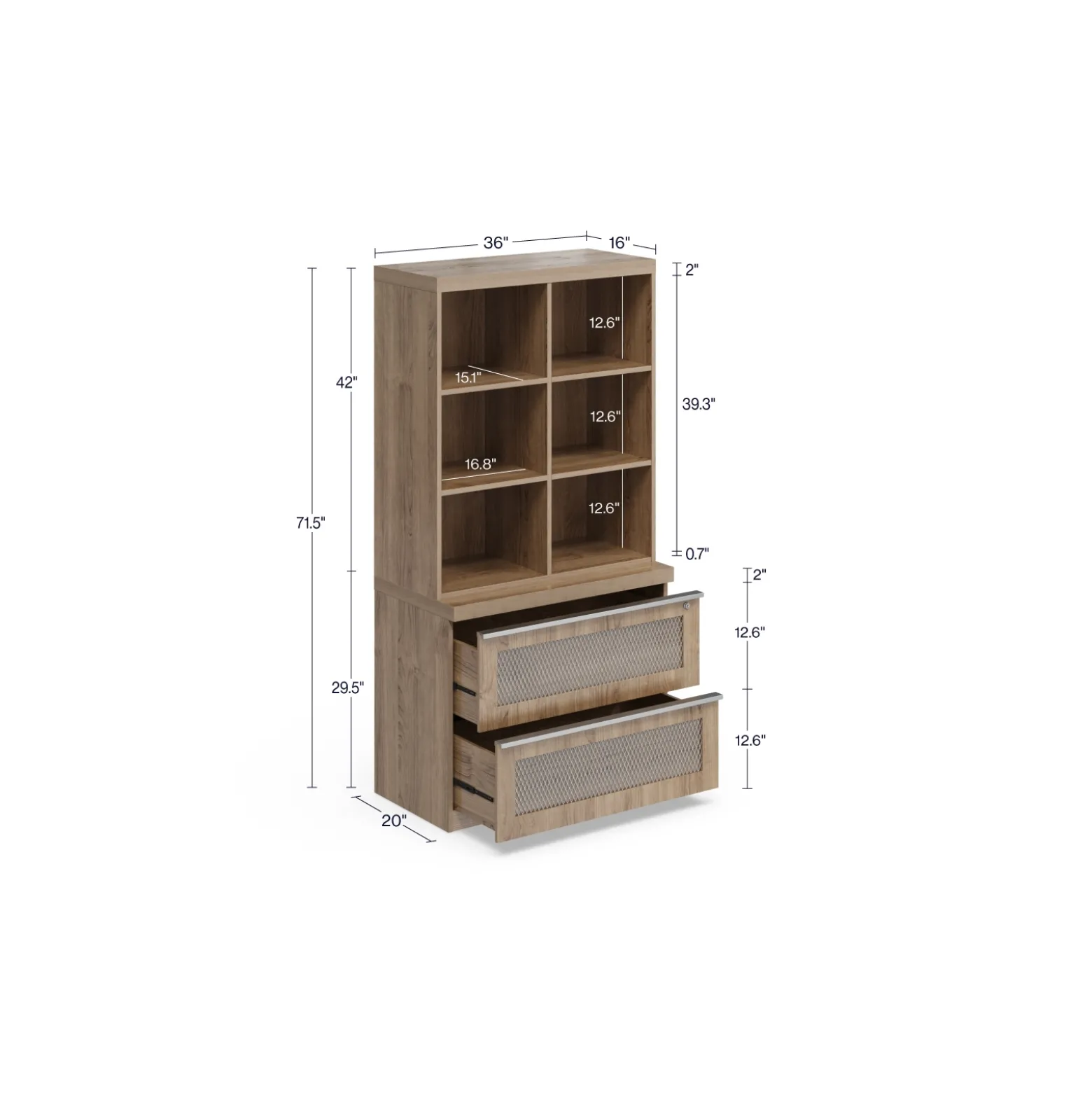 District Stacking Shelf & Lateral File Set - 36"Wx71.5"H