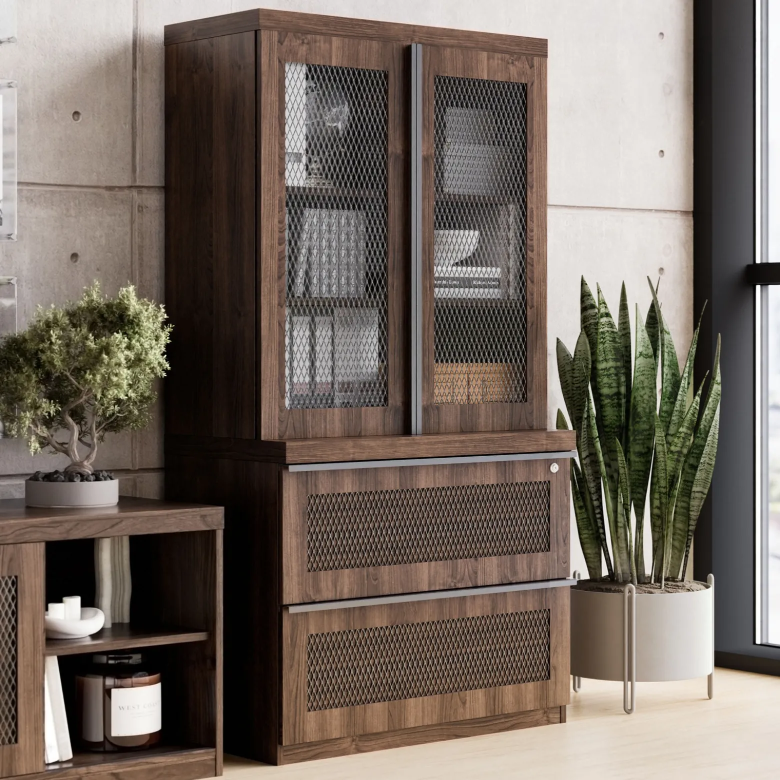 District Storage Cabinet and Lateral File Set - 36"W x 20"D x 72"H