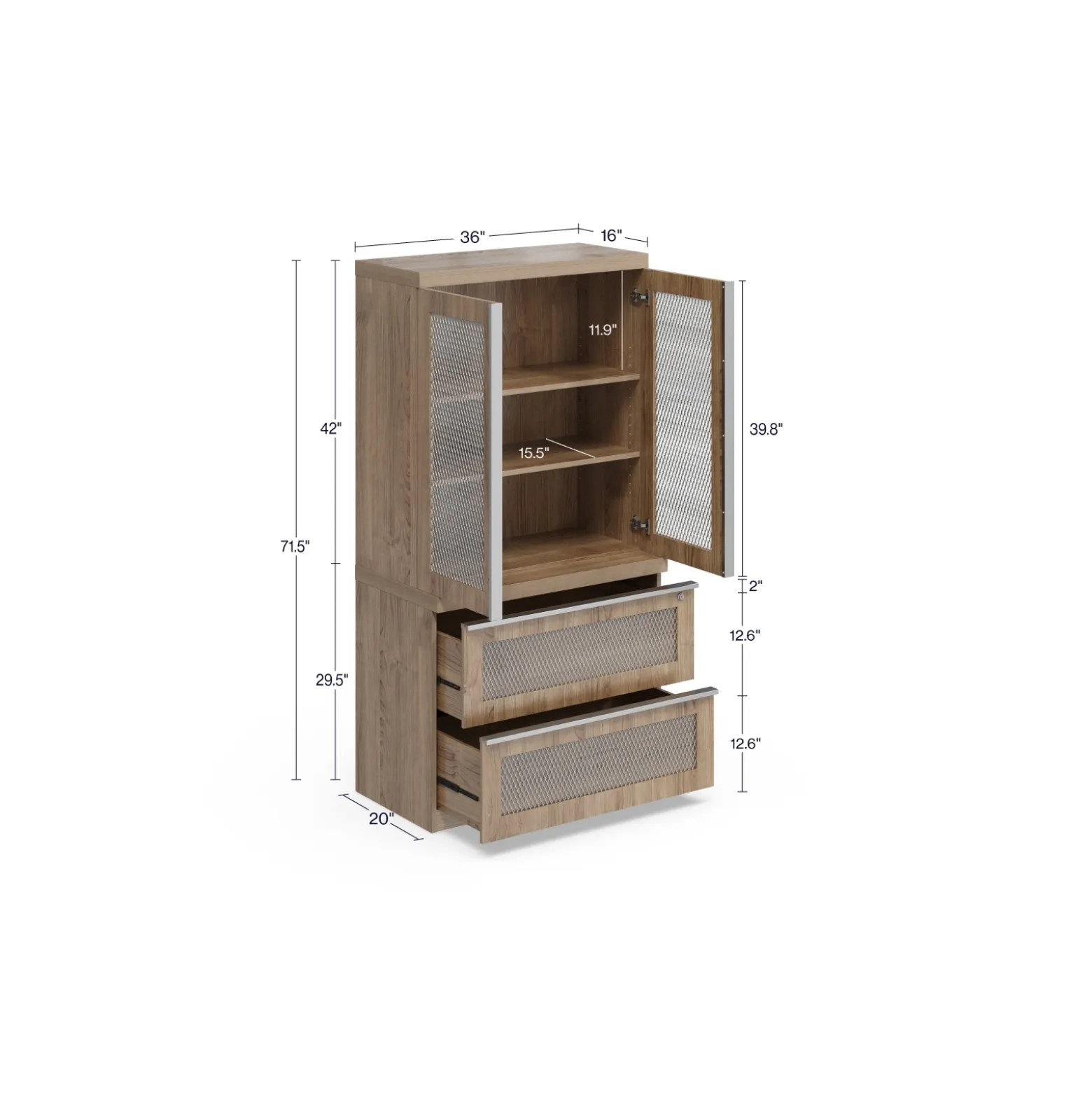 District Storage Cabinet and Lateral File Set - 36"W x 20"D x 72"H
