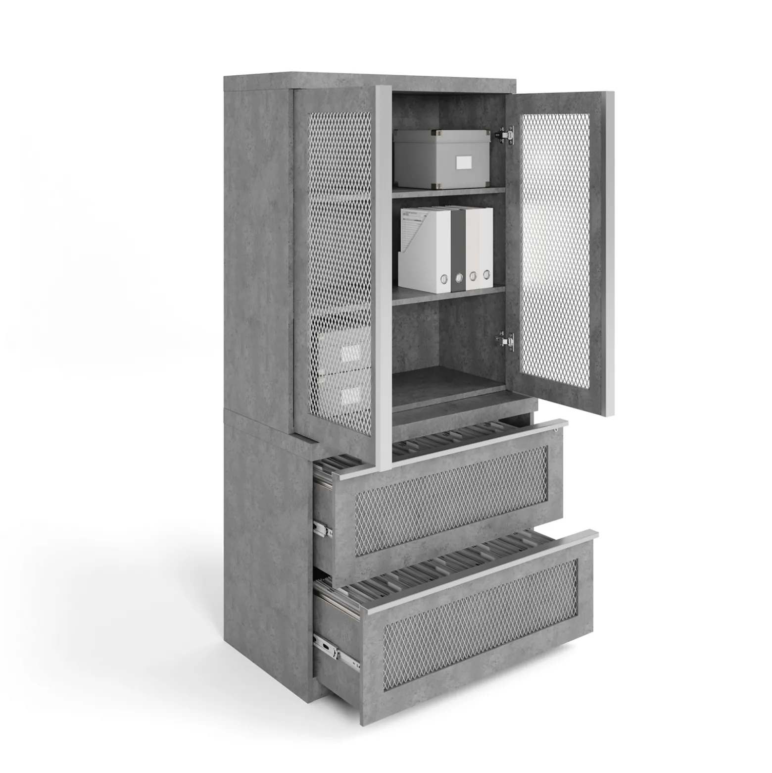 District Storage Cabinet and Lateral File Set - 36"W x 20"D x 72"H