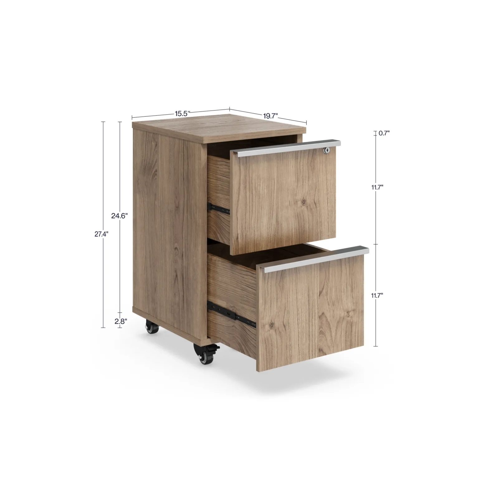 District Two Drawer Mobile File Pedestal - 20"W x 16"D