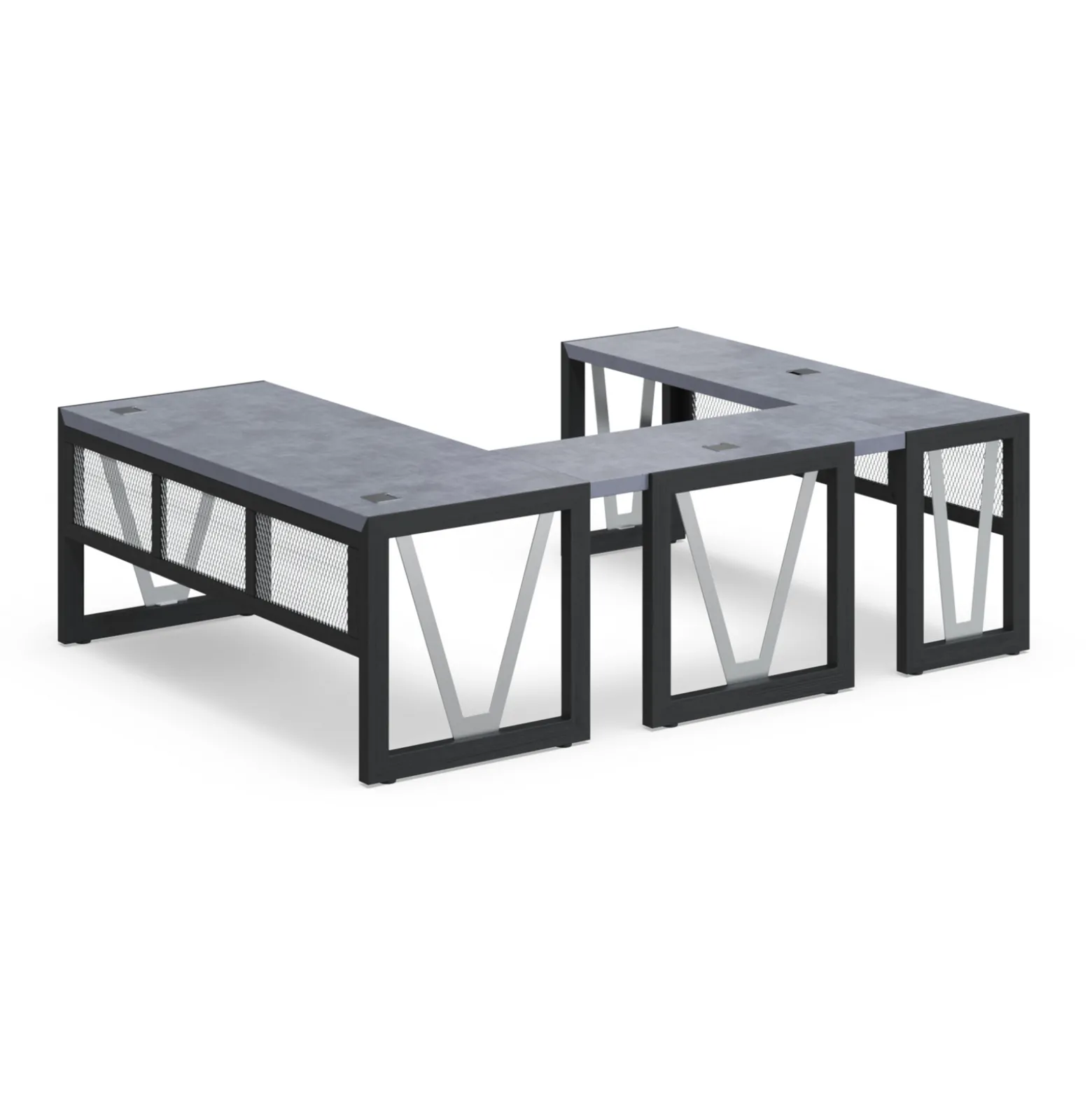 District U-Desk with Reversible Bridge - 72"W