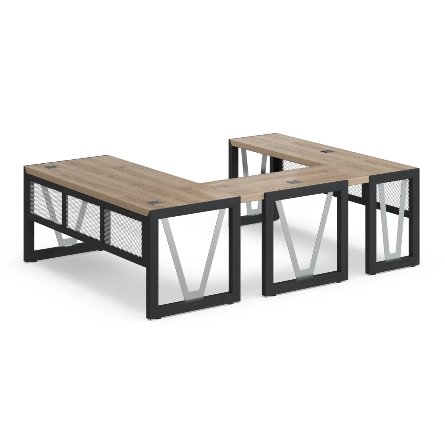 District U-Desk with Reversible Bridge - 72"W
