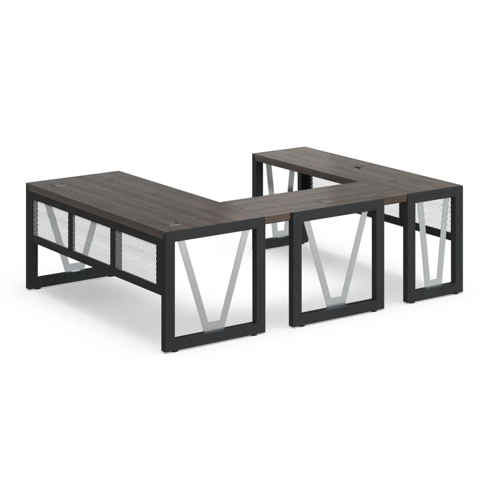 District U-Desk with Reversible Bridge - 72"W