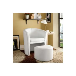 Divulge Faux Leather Armchair and Ottoman