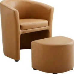 Divulge Faux Leather Armchair and Ottoman