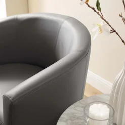 Divulge Faux Leather Armchair and Ottoman