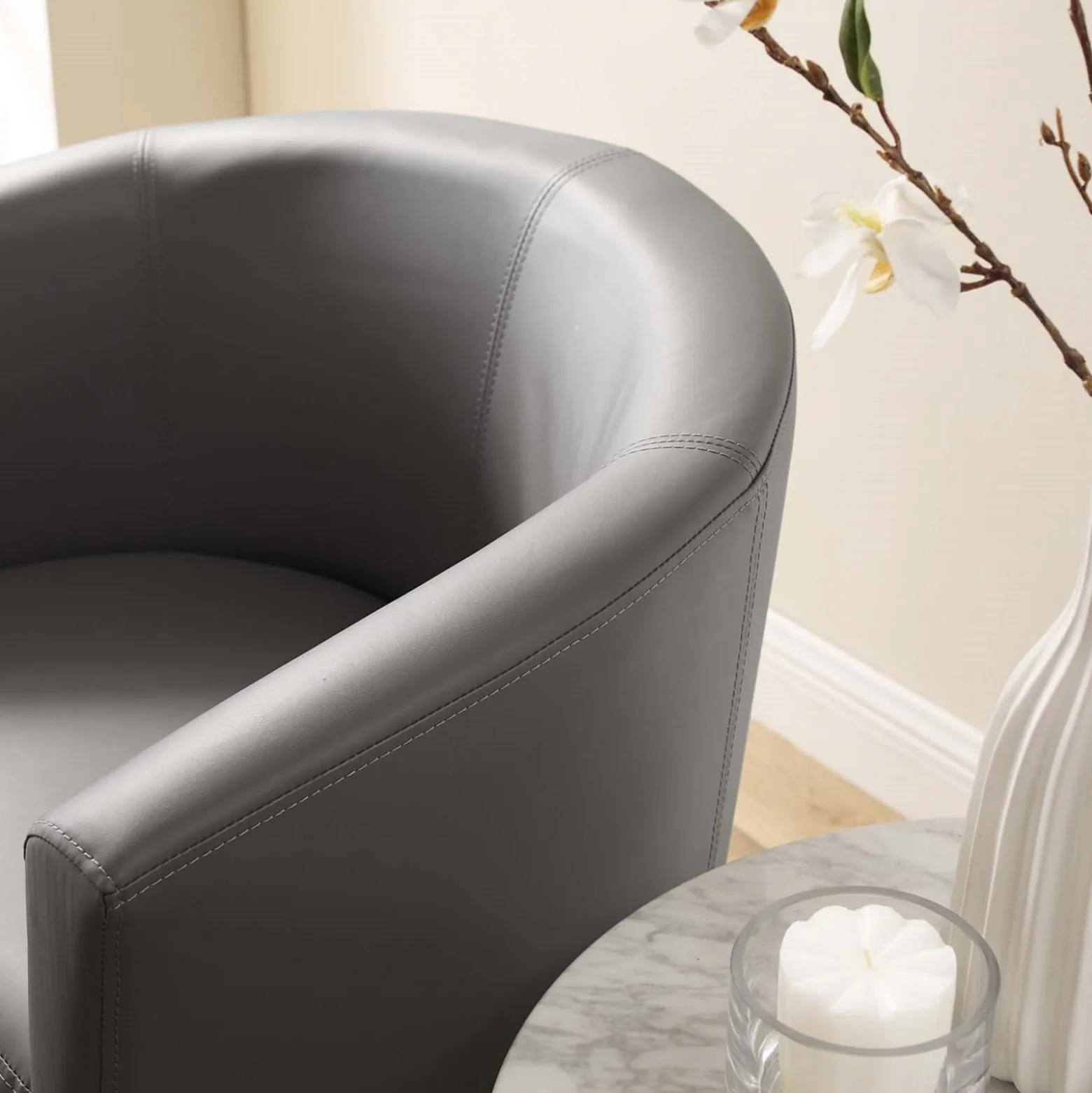 Divulge Faux Leather Armchair and Ottoman