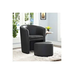 Divulge Faux Leather Armchair and Ottoman