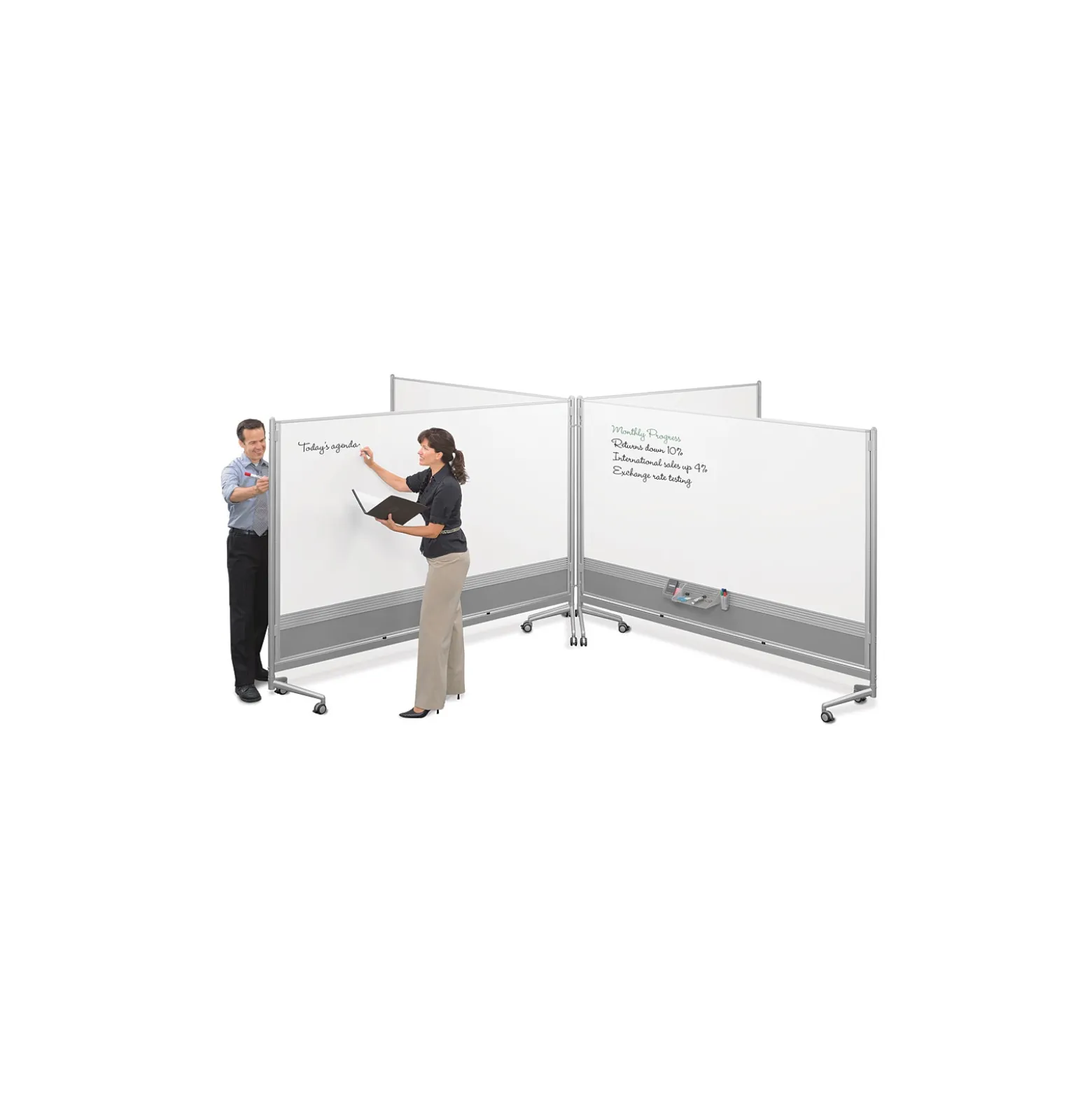D.O.C. Mobile Room Divider Dual Sided Whiteboard - 6'W x 6'H