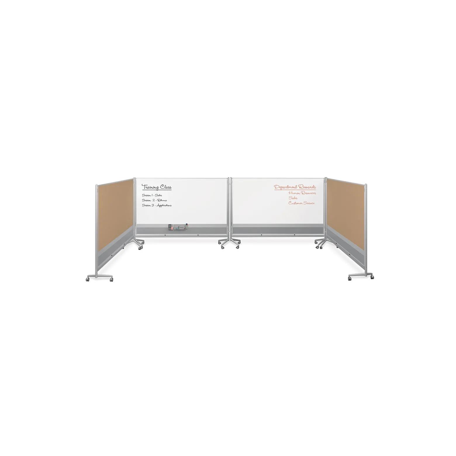 D.O.C. Mobile Room Divider Dual Sided Whiteboard - 6'W x 6'H