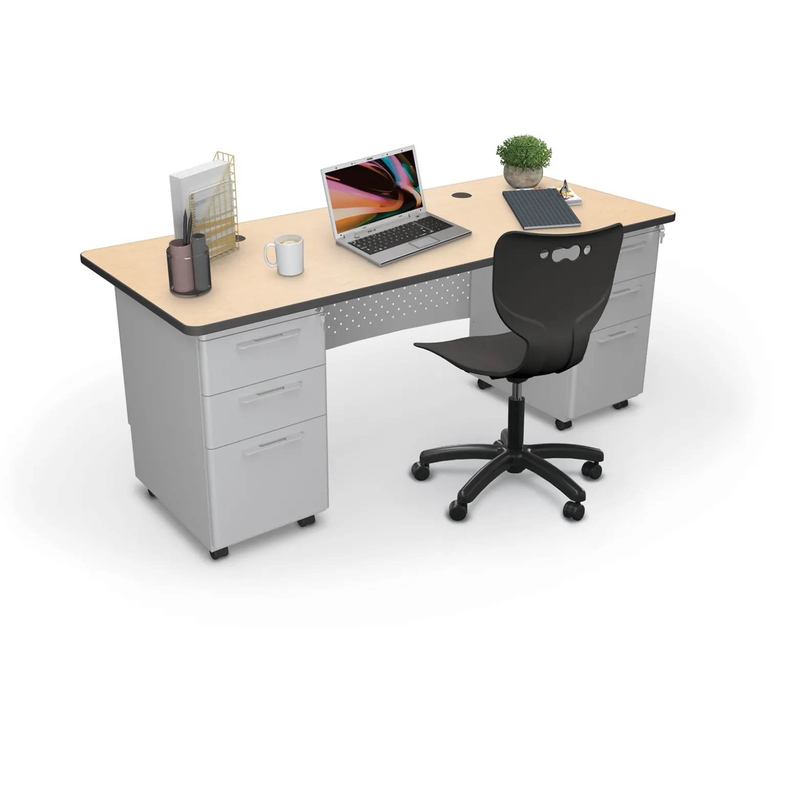 Double Pedestal Desk - 72"Wx30"D