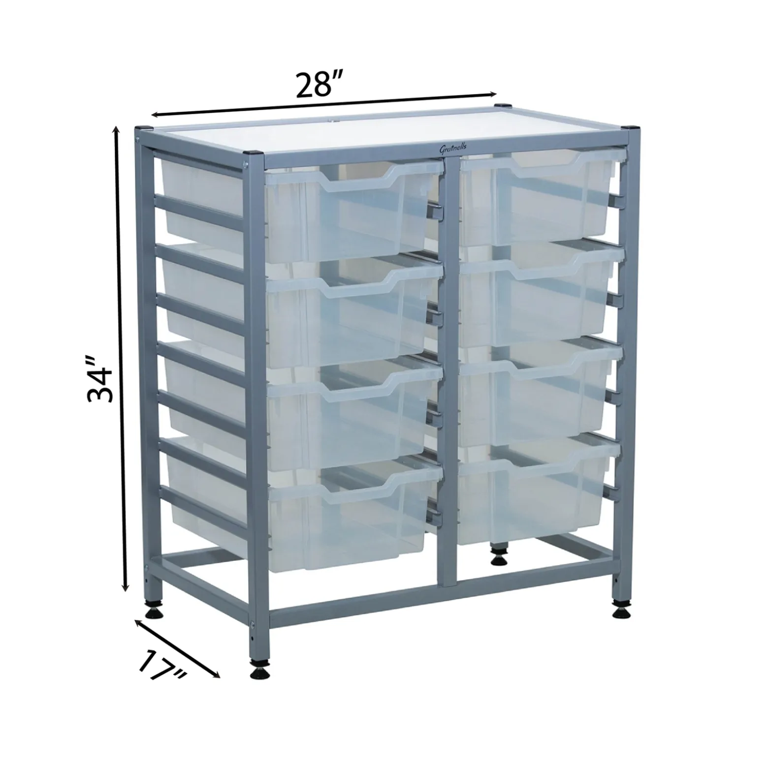 Double Storage Cart with 8 Trays - 6"D