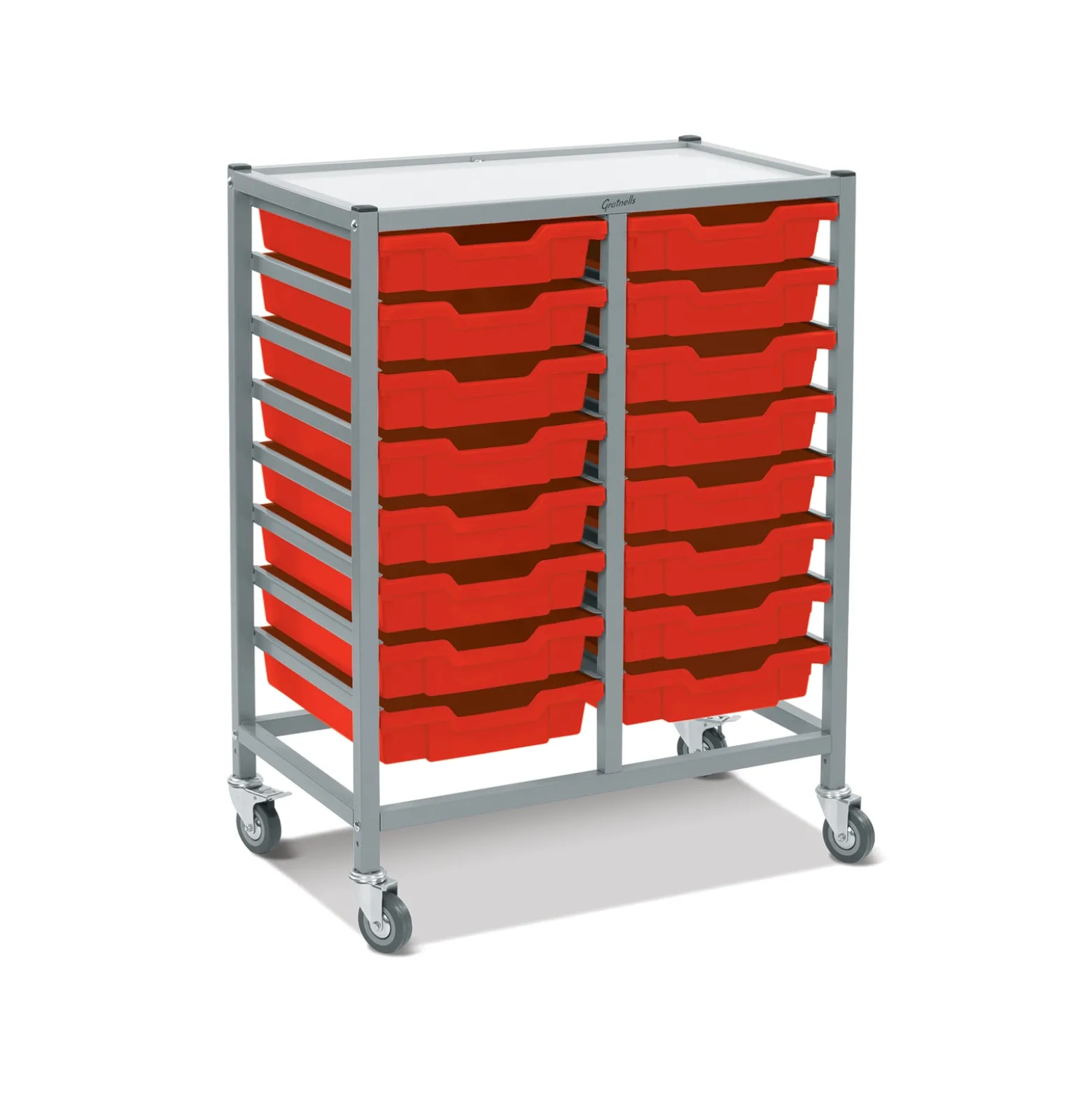 Double Storage Cart with 16 Trays - 3"D