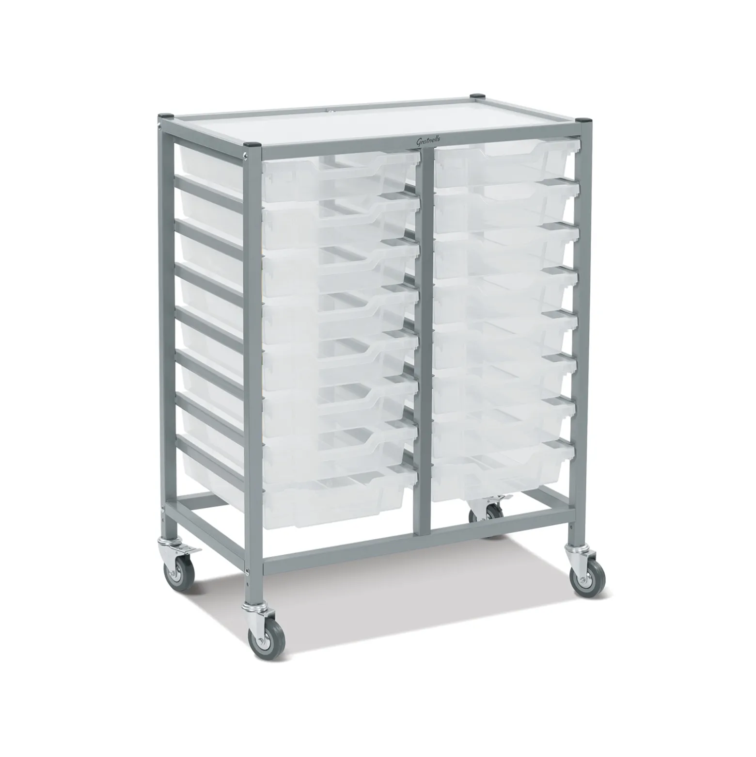 Double Storage Cart with 16 Trays - 3"D