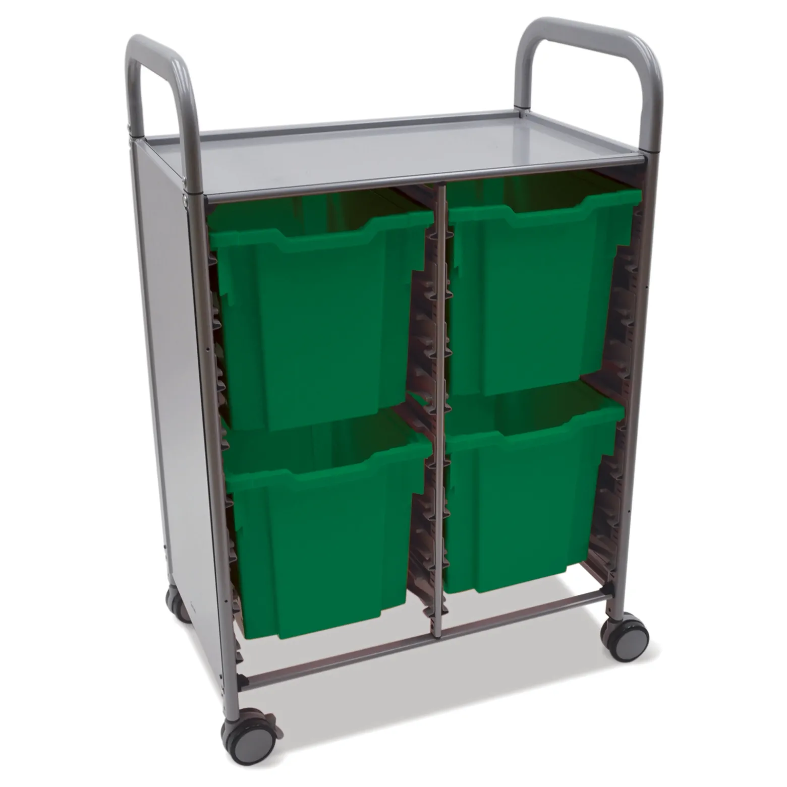 Double Storage Cart with 4 Trays - 12"D