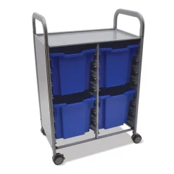 Double Storage Cart with 4 Trays - 12"D