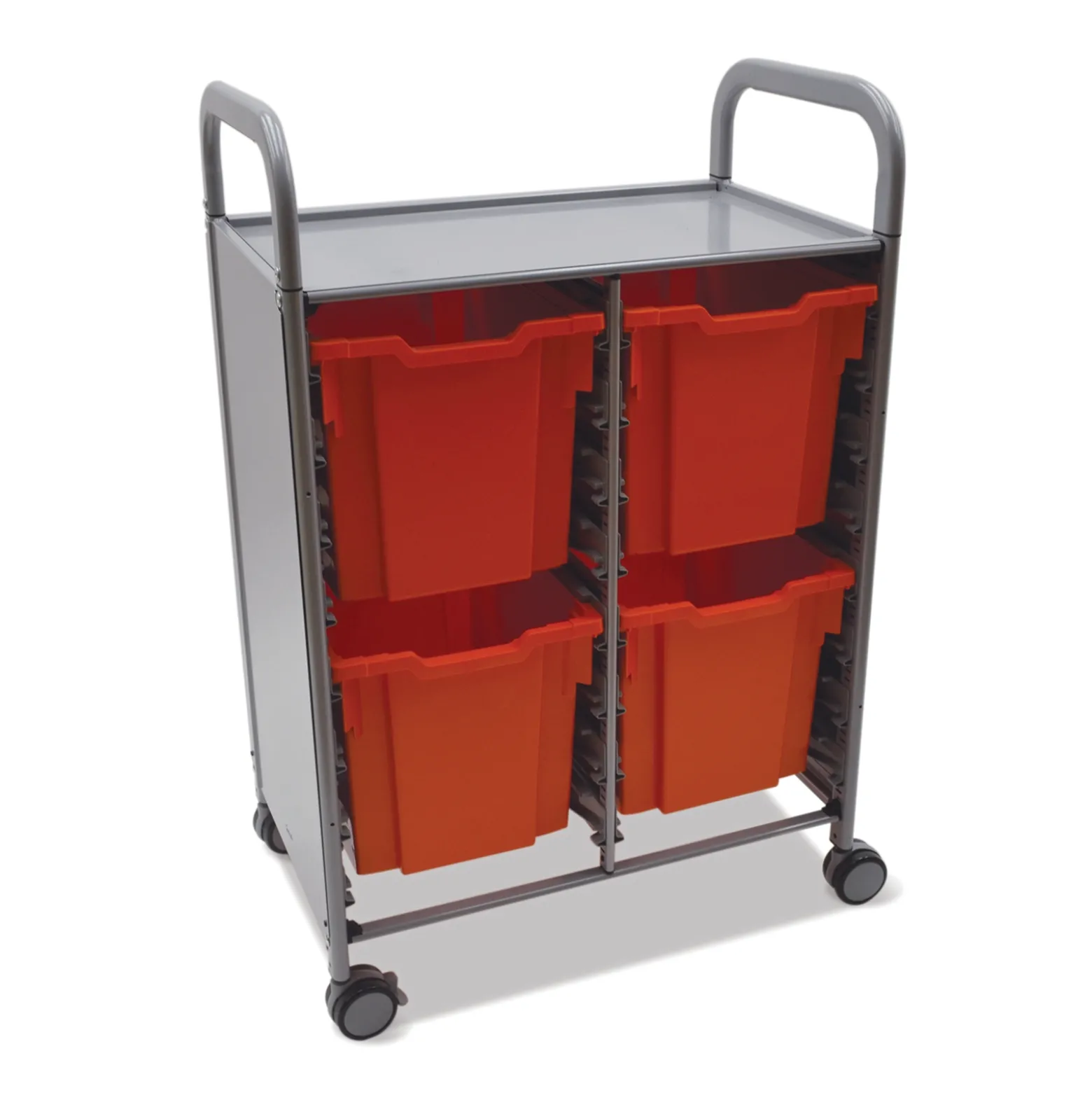 Double Storage Cart with 4 Trays - 12"D