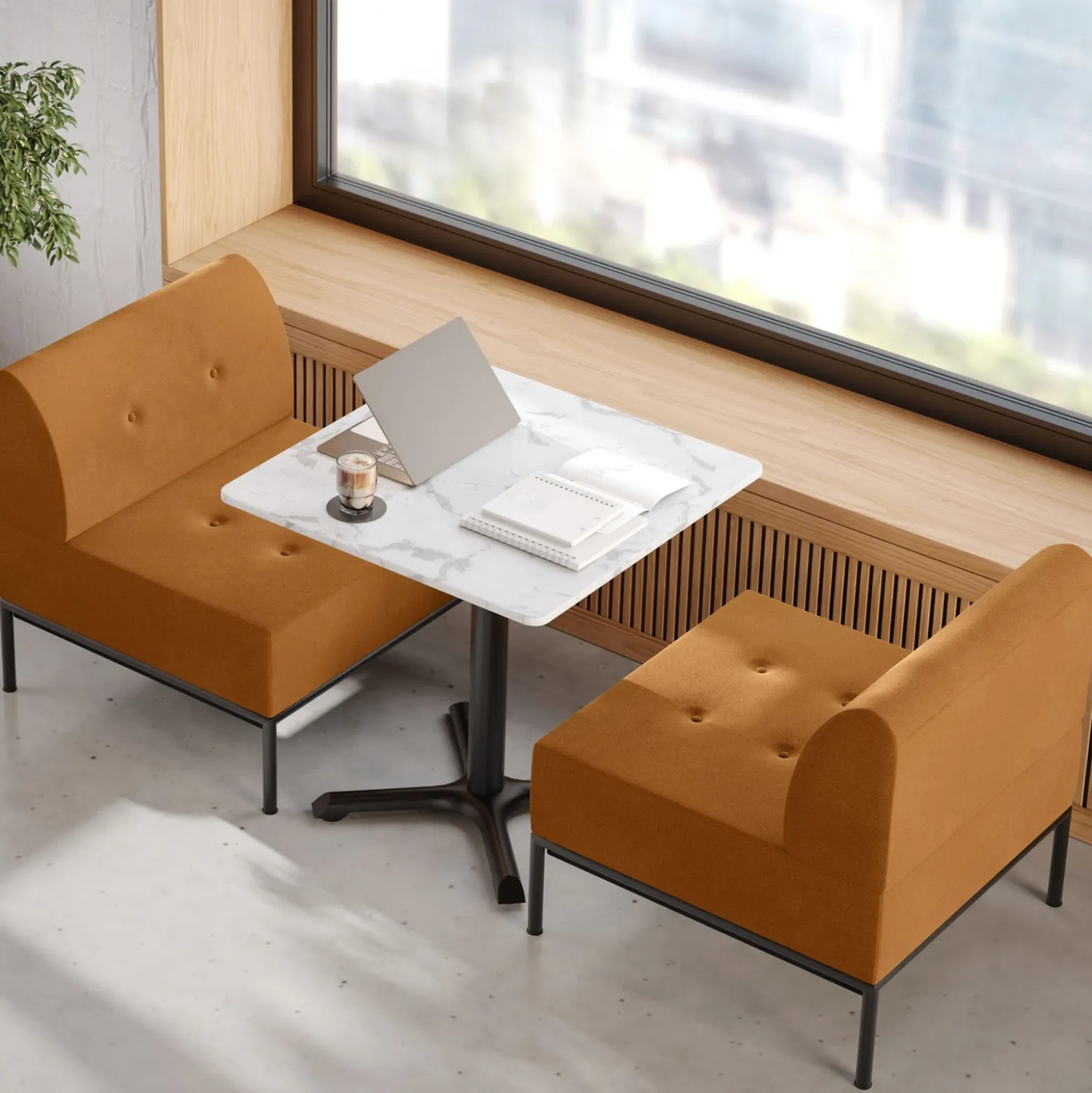 Drop In Lounge 2 Person Collaboration Booth without Panels