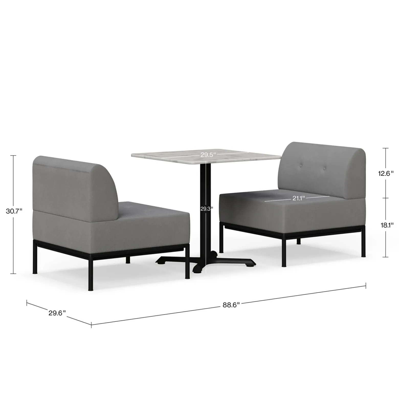 Drop In Lounge 2 Person Collaboration Booth without Panels