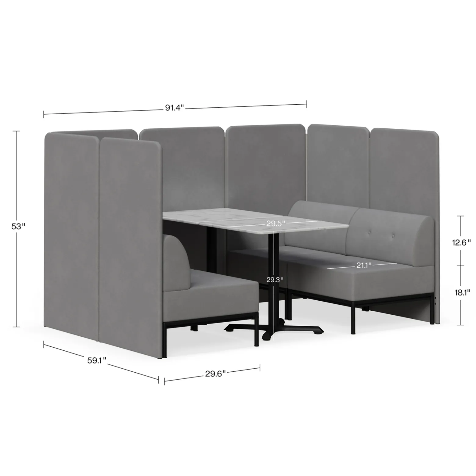 Drop In Lounge 4 Person Collaboration Booth with Panels