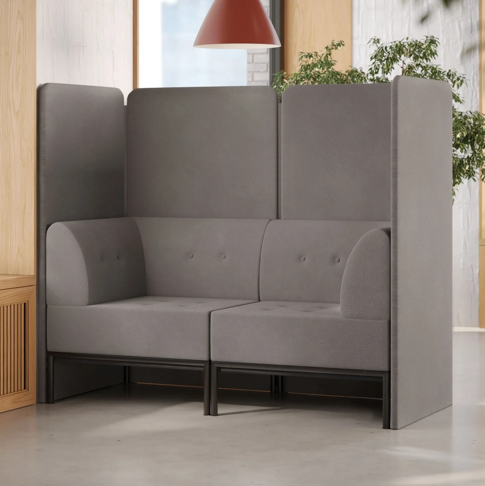Drop In Lounge Double Privacy Booth with Arms