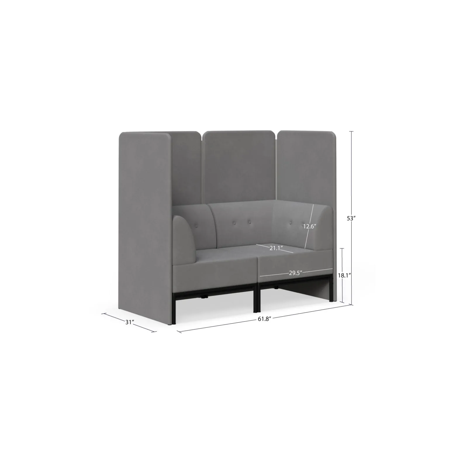 Drop In Lounge Double Privacy Booth with Arms