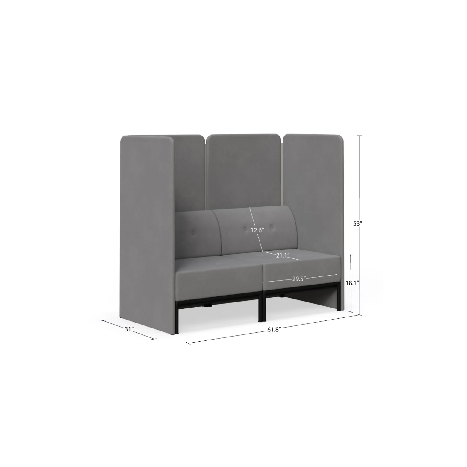 Drop In Lounge Double Privacy Booth without Arms