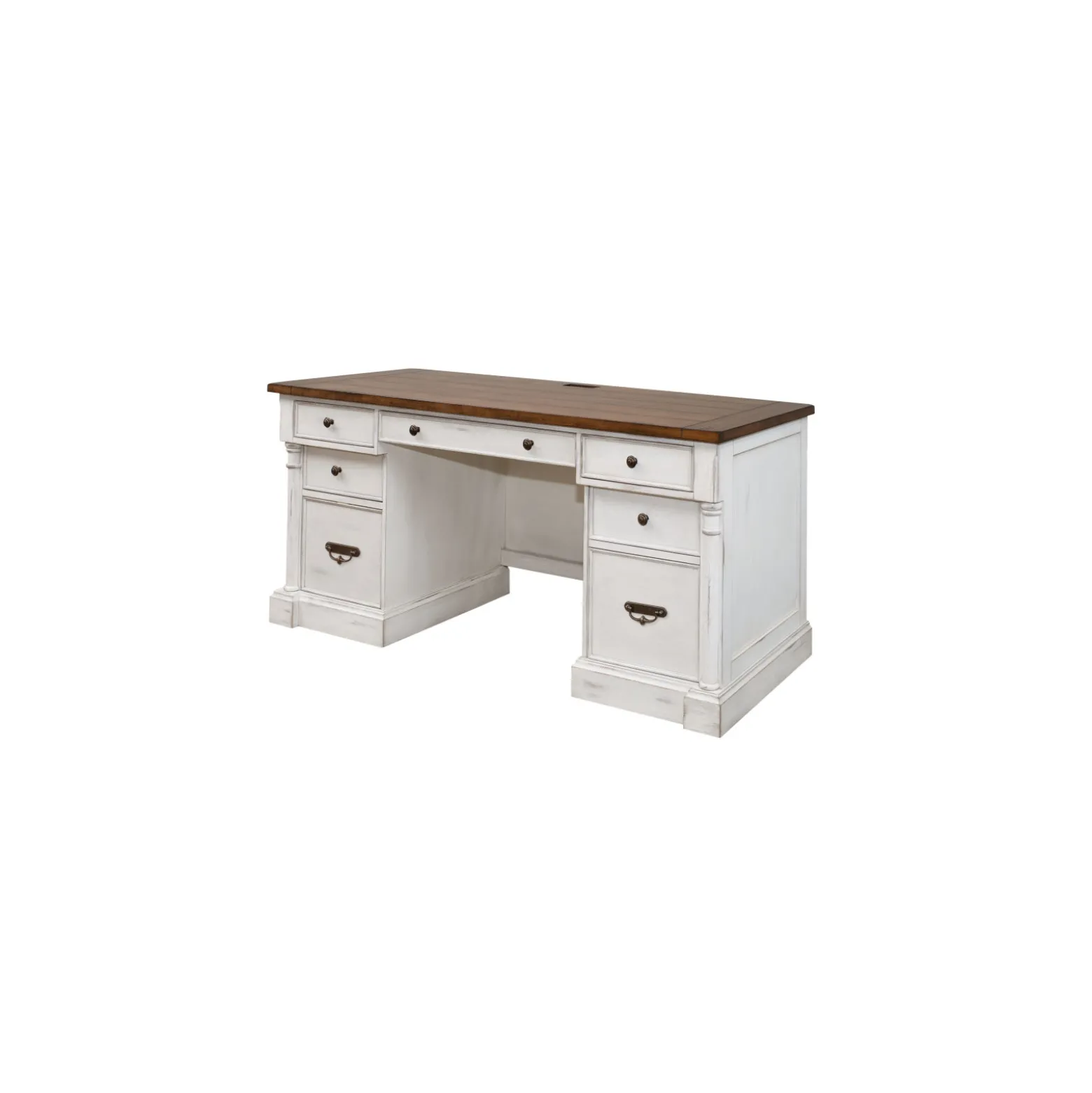 Durham Double Pedestal Credenza Desk - 70"W