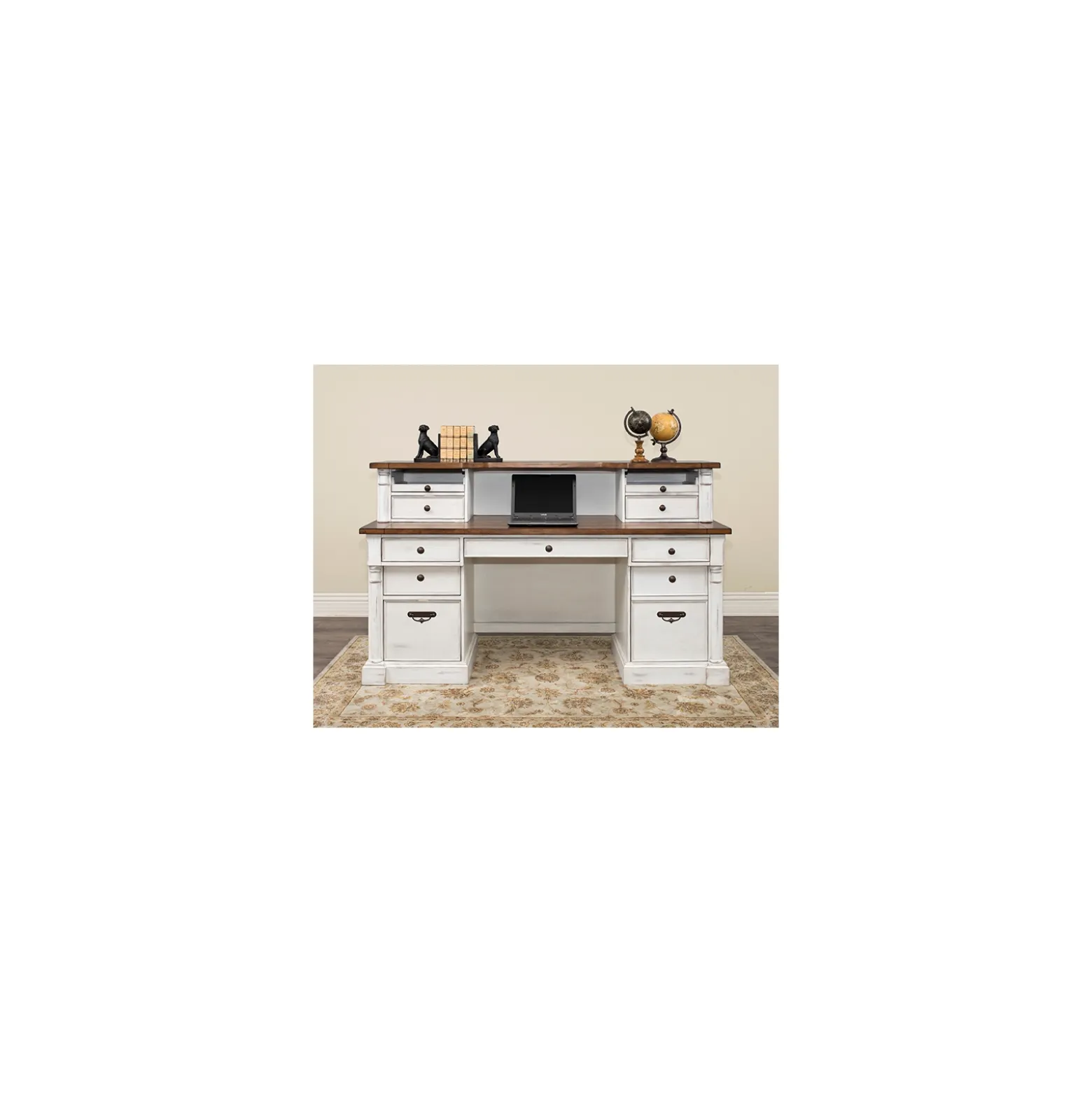 Durham Double Pedestal Credenza Desk - 70"W